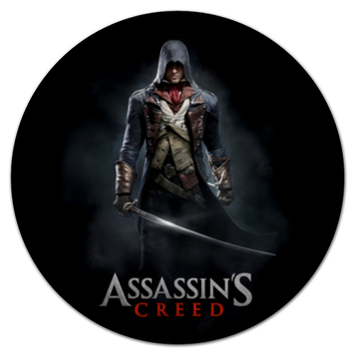 Заказать коврик для мышки в Москве. Коврик для мышки (круглый) Assassins Creed (Unity Arno) от Аня Лукьянова - готовые дизайны и нанесение принтов.