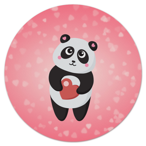 Заказать коврик для мышки в Москве. Коврик для мышки (круглый) Панда с сердечком от Ordwen - готовые дизайны и нанесение принтов.