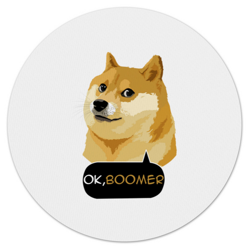 Заказать коврик для мышки в Москве. Коврик для мышки (круглый) Ok Boomer от DESIGNER   - готовые дизайны и нанесение принтов.