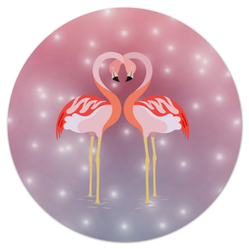 Заказать коврик для мышки в Москве. Коврик для мышки (круглый) Влюбленные фламинго от Ordwen - готовые дизайны и нанесение принтов.