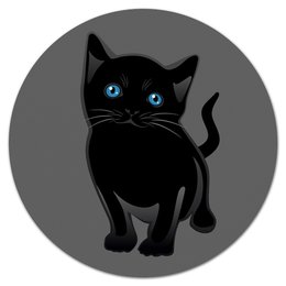 Заказать коврик для мышки в Москве. Коврик для мышки (круглый) Чёрный котёнок. от lissaart@yandex.ru - готовые дизайны и нанесение принтов.