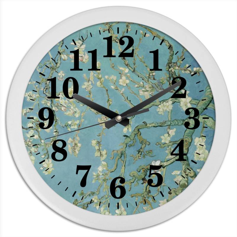 Printio Часы круглые из пластика Цветы миндаля (ван гог)