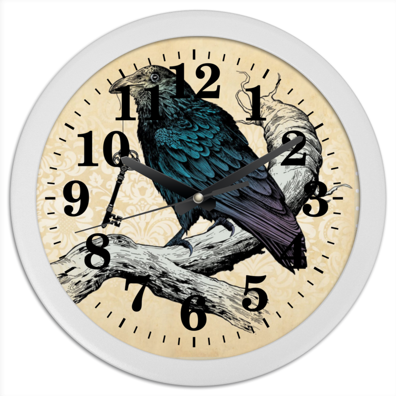 Printio Часы круглые из пластика Птица ворон printio часы круглые из дерева девушка с птицей
