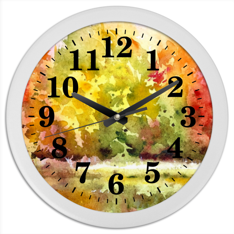 Printio Часы круглые из пластика Осенний лес цена и фото