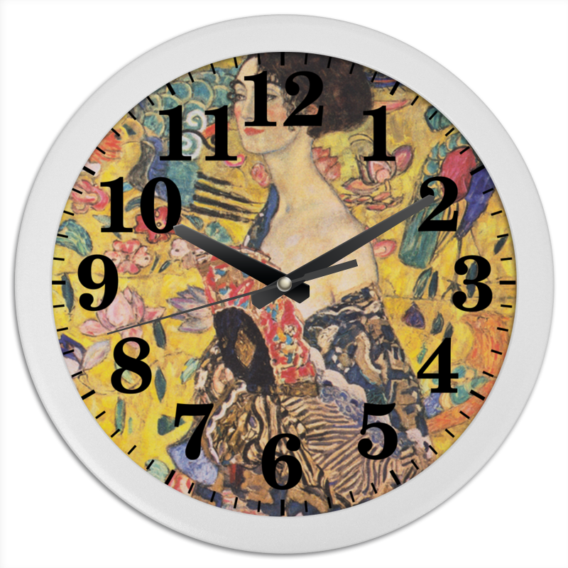 Printio Часы круглые из пластика Дама с веером (густав климт)