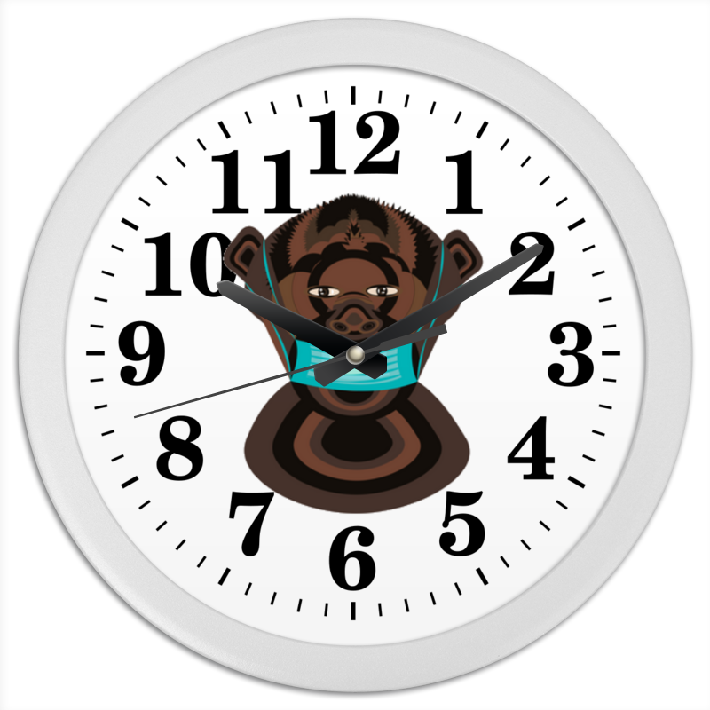 Printio Часы круглые из пластика шимпанзе в маске