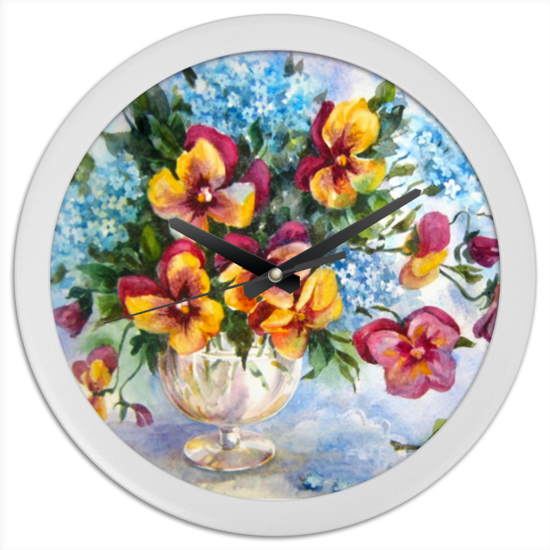 Printio Часы круглые из пластика Анютины глазки re paчехол накладка artcolor для huawei nova 2i с принтом акварельный букет цветов
