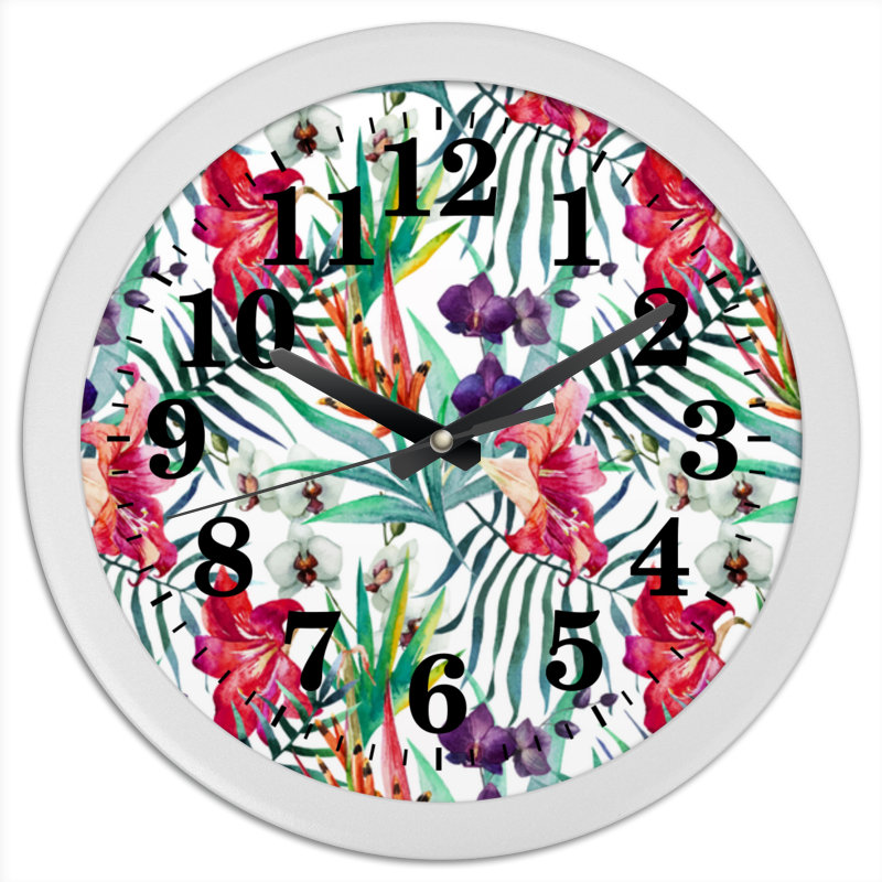 printio часы круглые из пластика exo розовые цветы Printio Часы круглые из пластика Тропические цветы