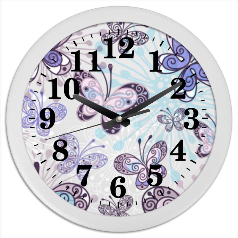 Printio Часы круглые из пластика Фиолетовые бабочки