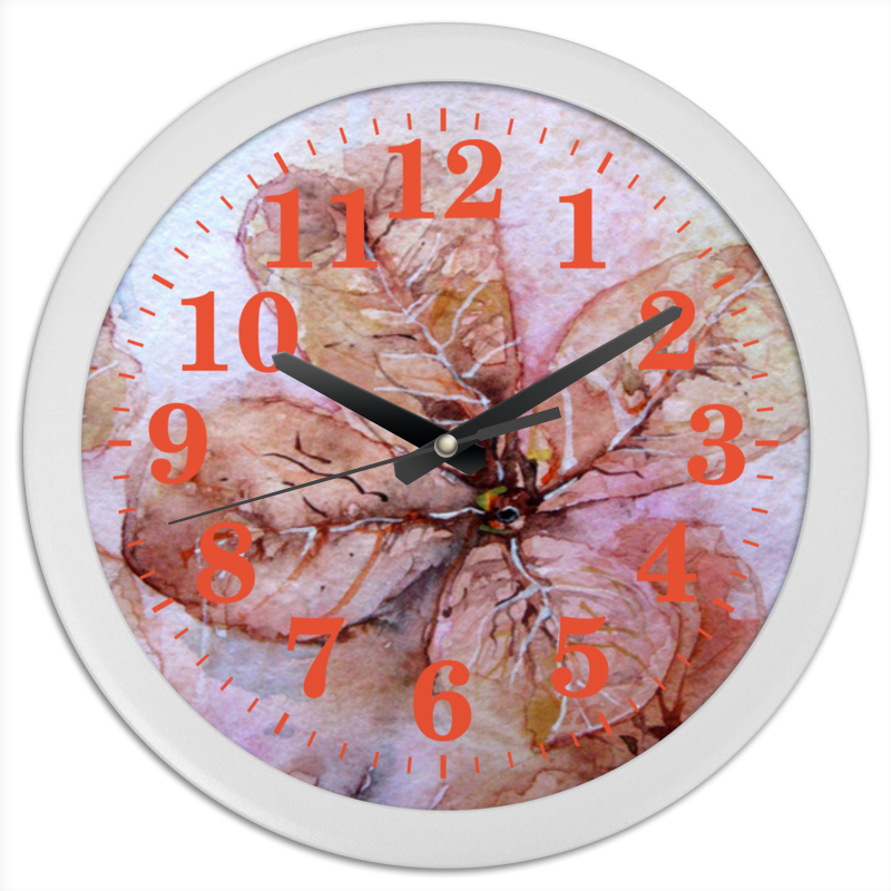 Printio Часы круглые из пластика Прозрачный осенний цветок