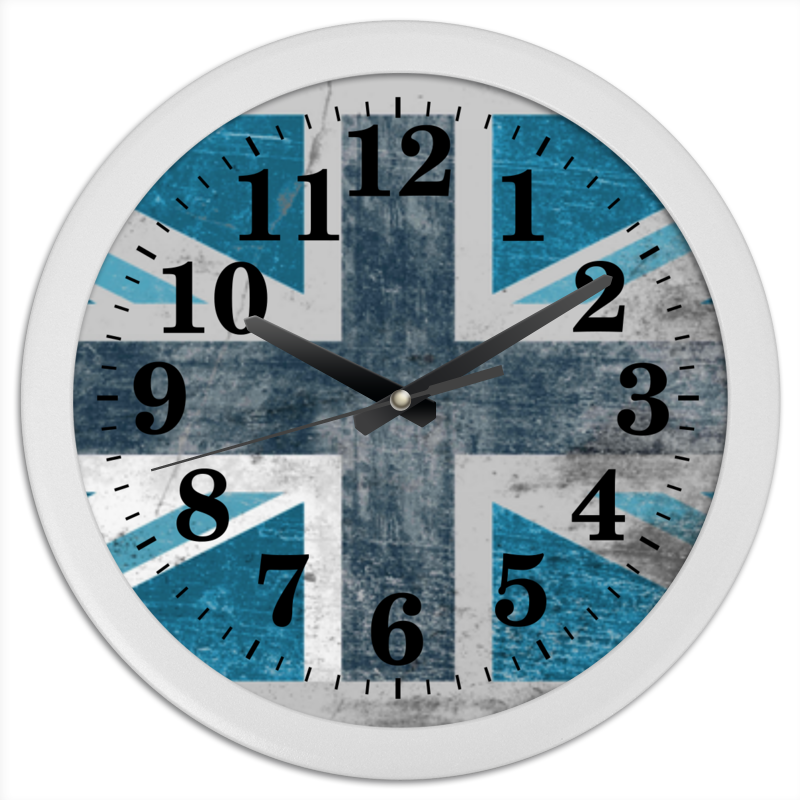 цена Printio Часы круглые из пластика Голубой флаг британии