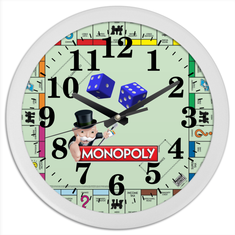 Printio Часы круглые из пластика Monopoly цена и фото