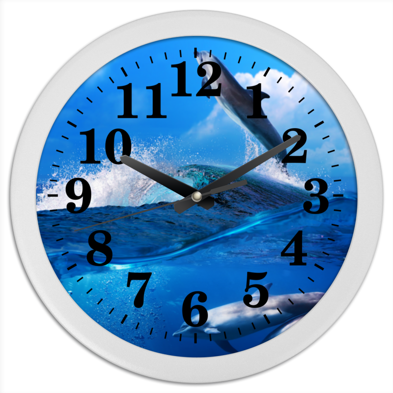 Printio Часы круглые из пластика Дельфины