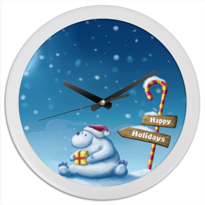 Printio Часы круглые из пластика Happy holiday