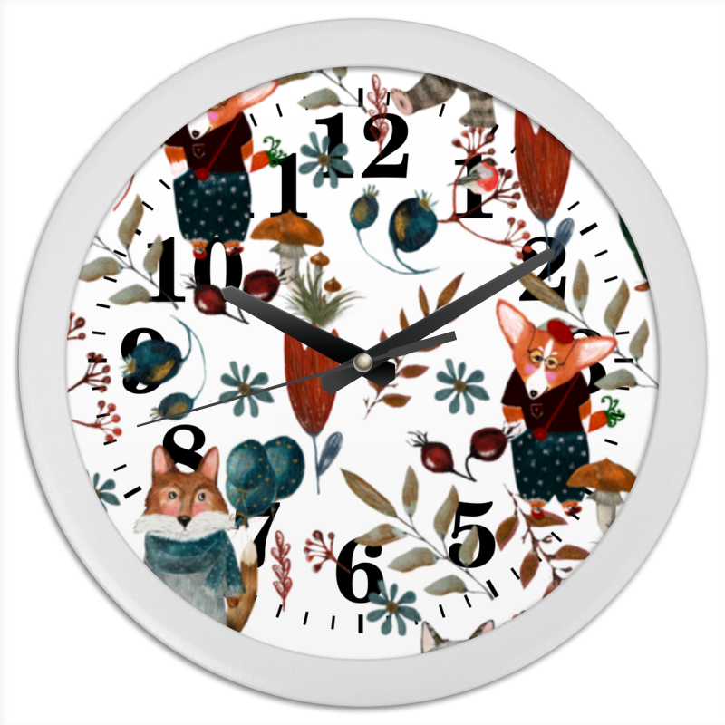 Printio Часы круглые из пластика Лесные мотивы printio ежедневник недатированный лесные мотивы