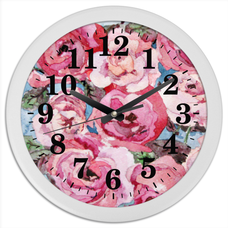 Printio Часы круглые из пластика Розы. декор printio часы круглые из пластика розы розовые