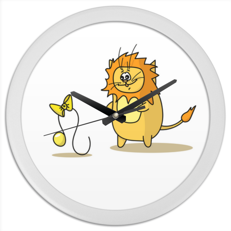 Printio Часы круглые из пластика Кот лев. подарок для льва printio часы круглые из пластика кот весы
