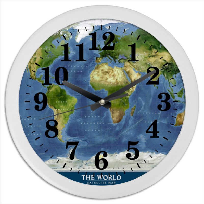 Printio Часы круглые из пластика Карта мира двусторонняя настольная карта политический мир и спутниковая карта мира
