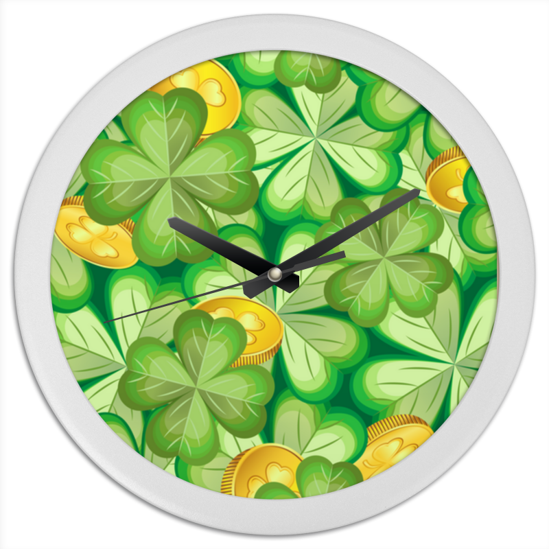 Printio Часы круглые из пластика Клевер & монеты printio часы круглые из пластика золотые рыбки
