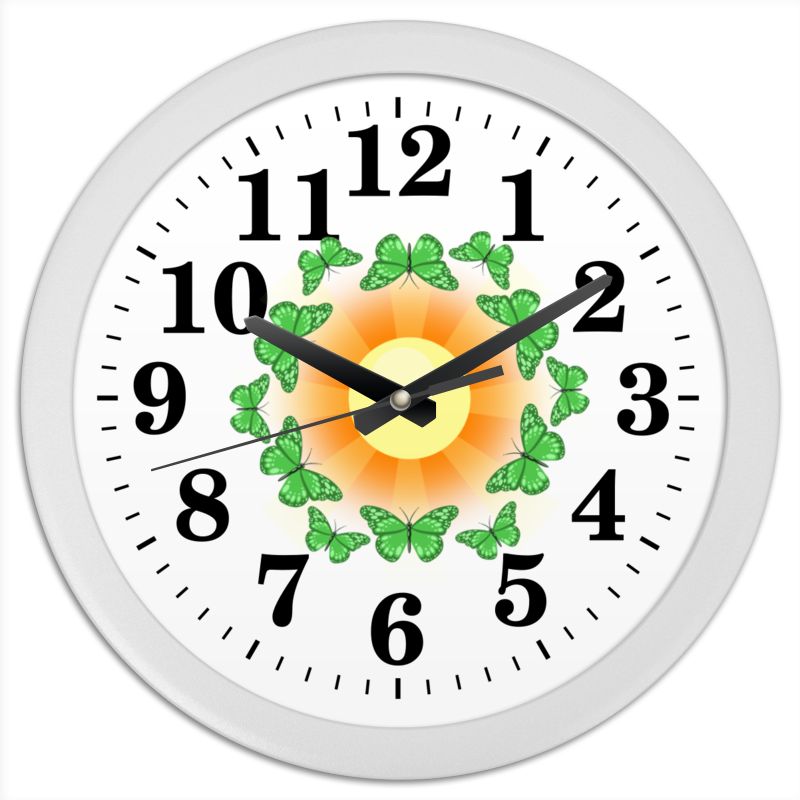 Printio Часы круглые из пластика Бабочки