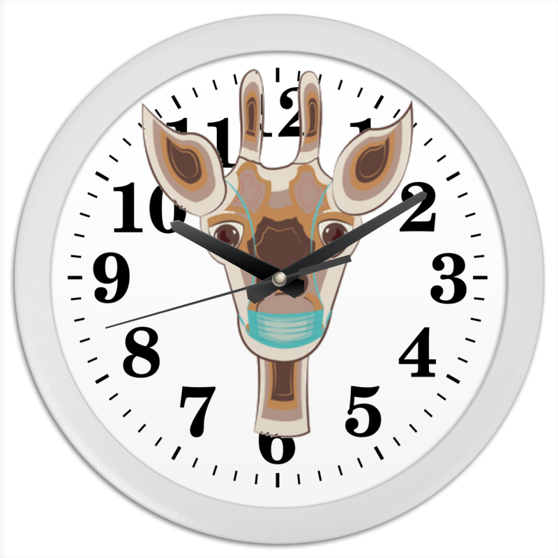 Printio Часы круглые из пластика жираф в маске printio часы квадратные из пластика под дерево жираф в маске