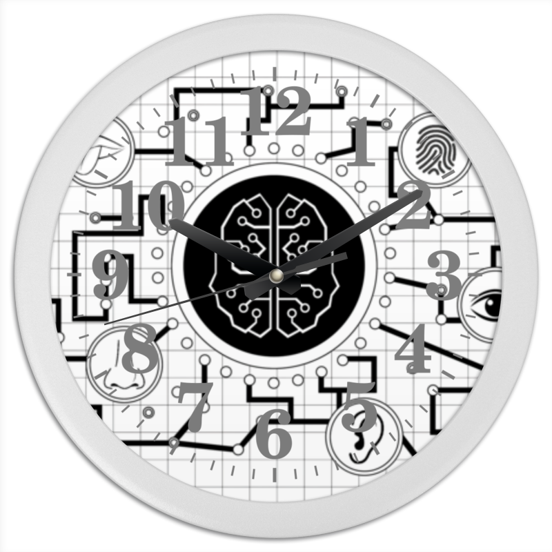 Printio Часы круглые из пластика Мозговая связь