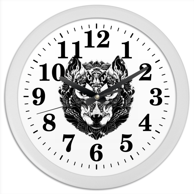 Printio Часы круглые из пластика Волк стилизация 2