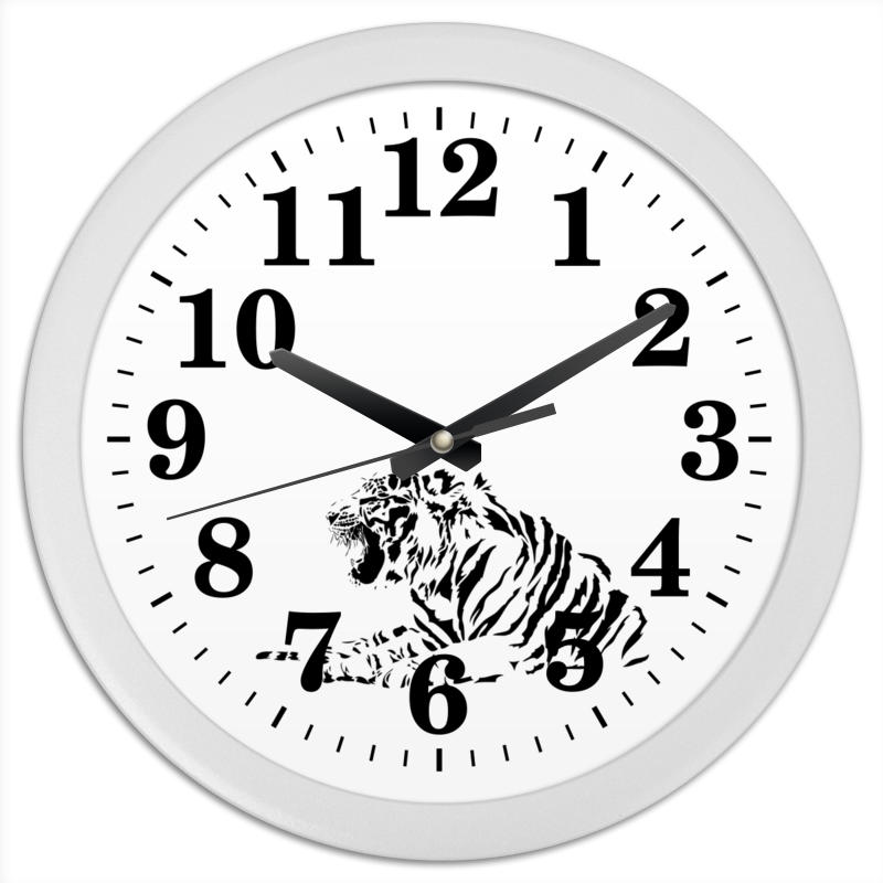 Printio Часы круглые из пластика Силуэт бенгальского тигра. printio кружка пивная силуэт бенгальского тигра