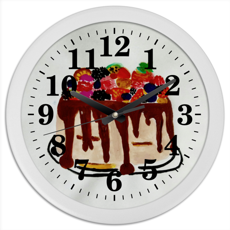 Printio Часы круглые из пластика Тортик торт йогуртовый фруктовый 1 кг