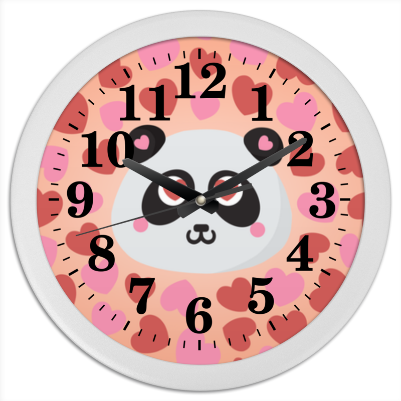 Printio Часы круглые из пластика Влюбленная панда сумка милая мордочка панды забавный принт зеленое яблоко