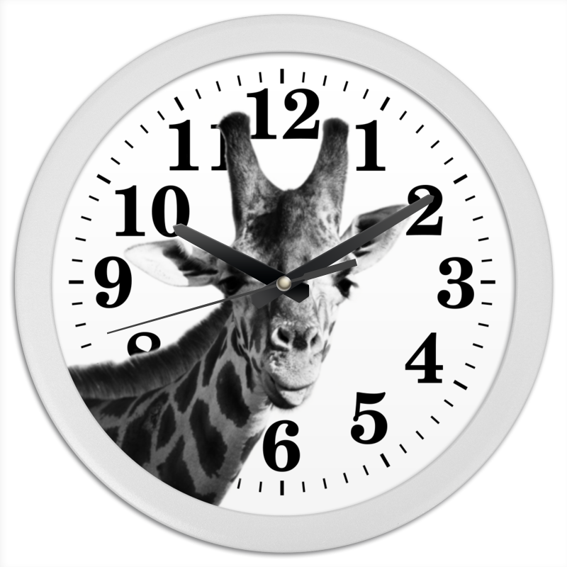 Printio Часы круглые из пластика Жираф показывает язык