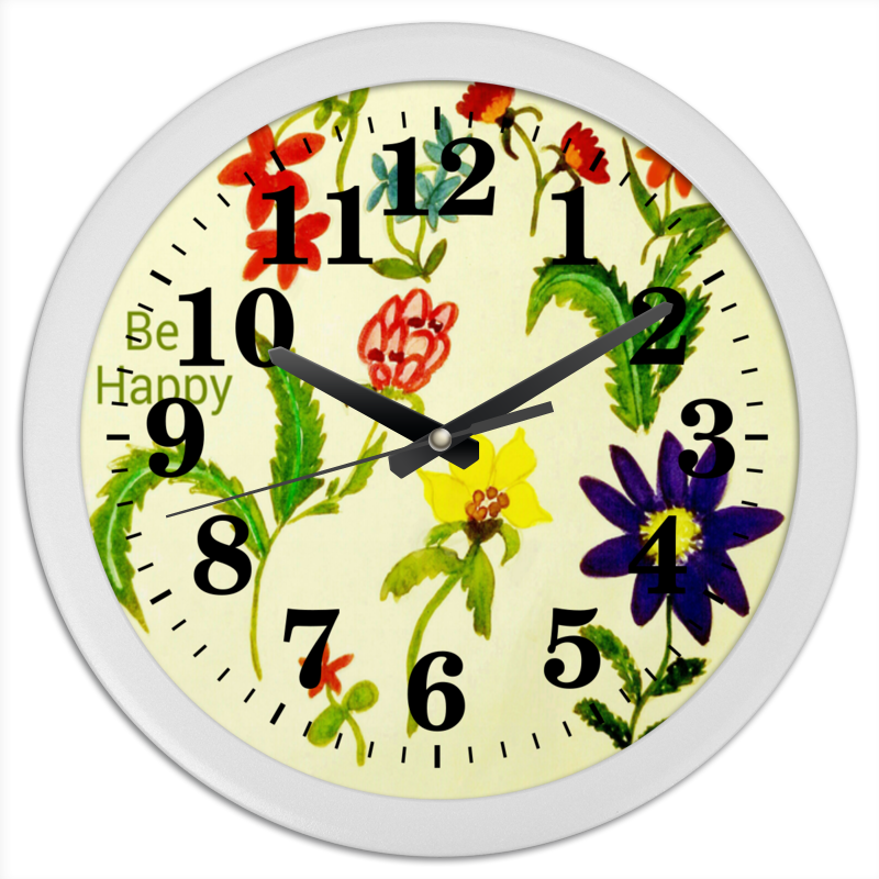 цена Printio Часы круглые из пластика Цветы тропиков
