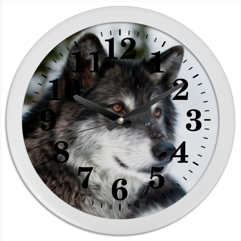 Printio Часы круглые из пластика Серый волк