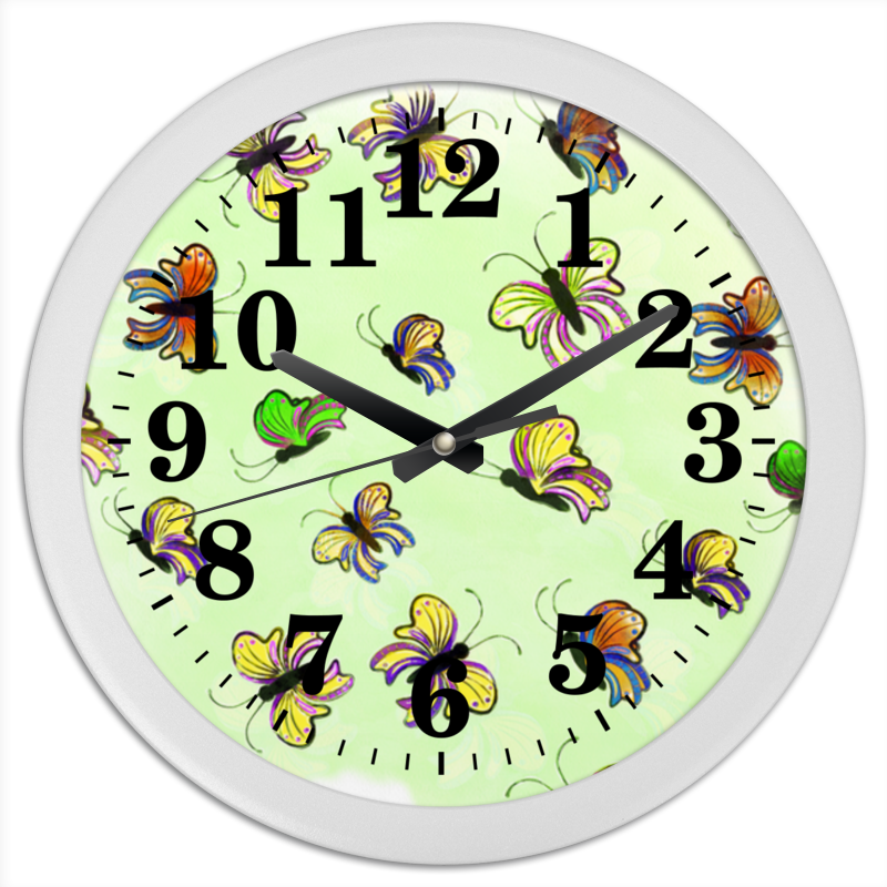 Printio Часы круглые из пластика Бабочки