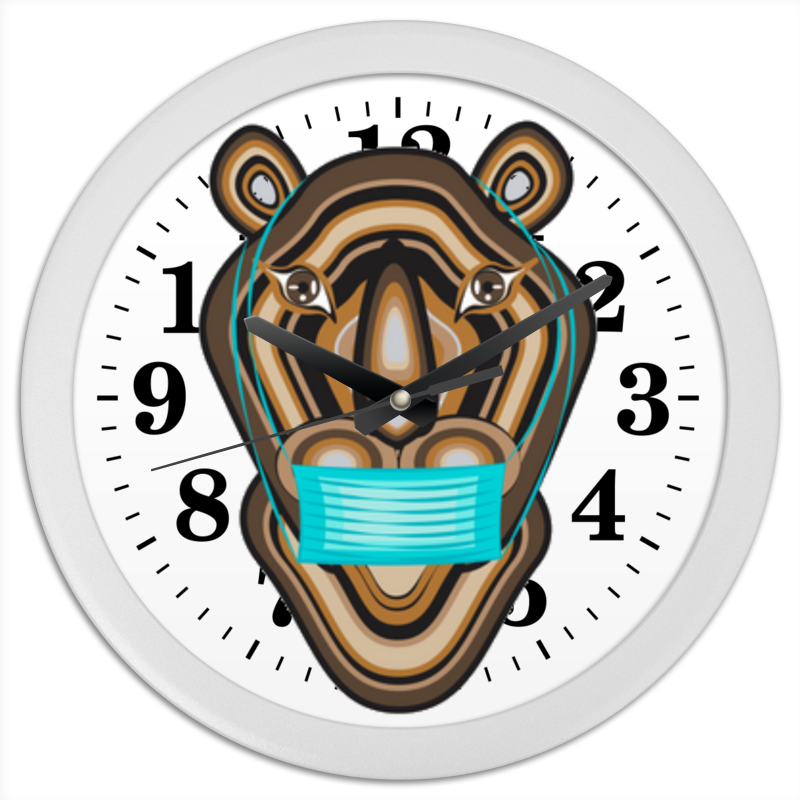 Printio Часы круглые из пластика Тигр в маске