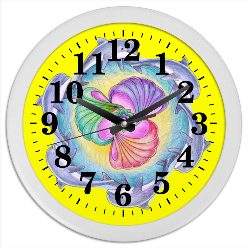 Printio Часы круглые из пластика Часы с дельфинами