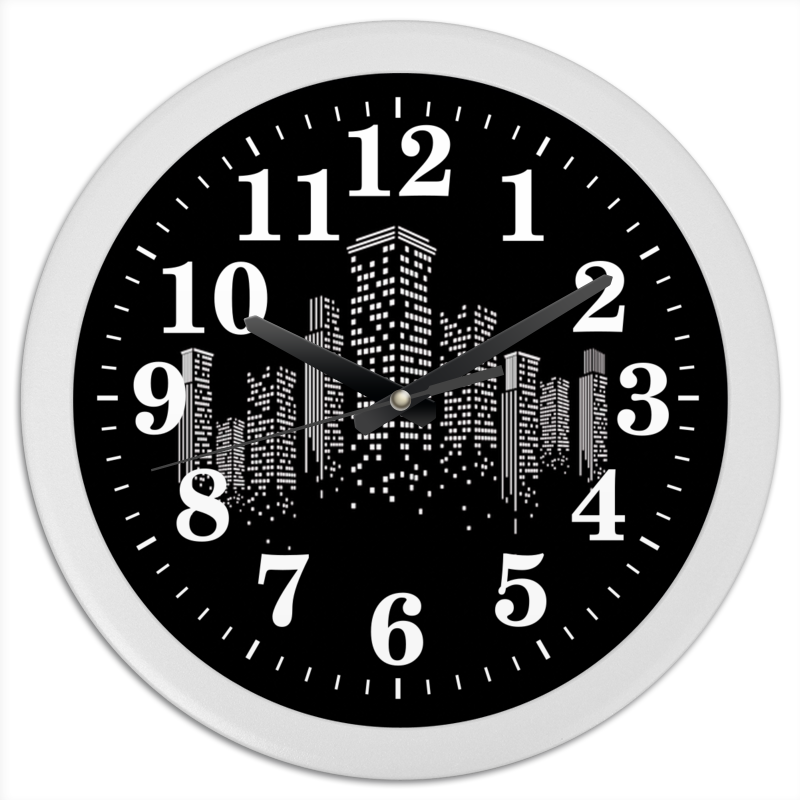 Printio Часы круглые из пластика Огни ночного города.
