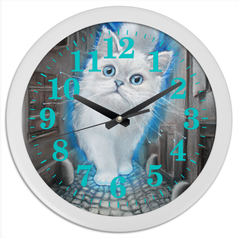 Printio Часы круглые из пластика Лунный кот