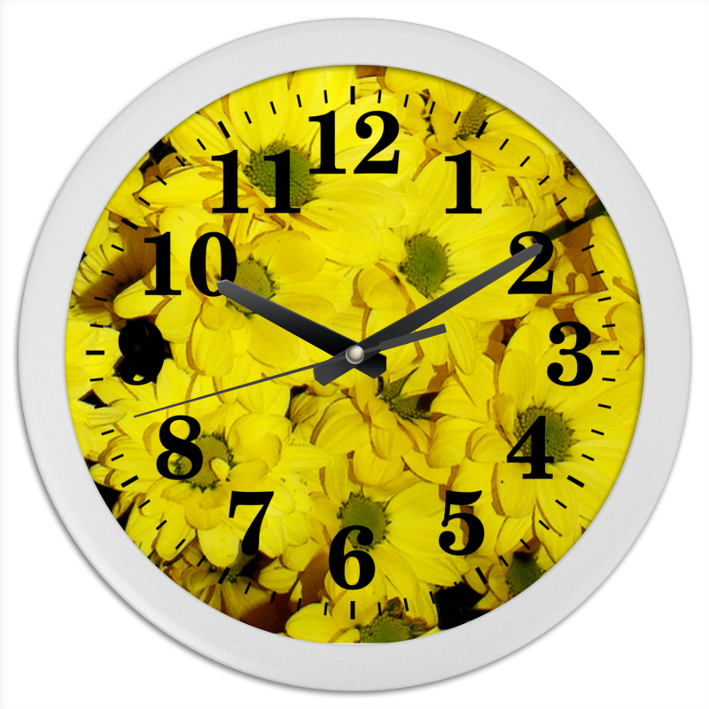 Printio Часы круглые из пластика Жёлтые хризантемы