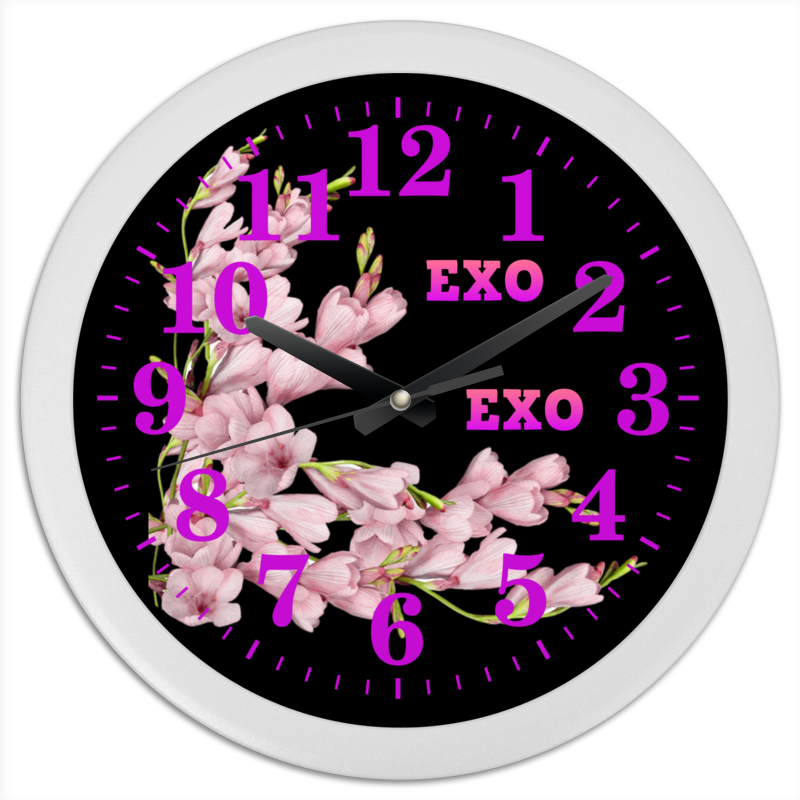 printio часы круглые из пластика exo розовые цветы Printio Часы круглые из пластика Exo розовые цветы