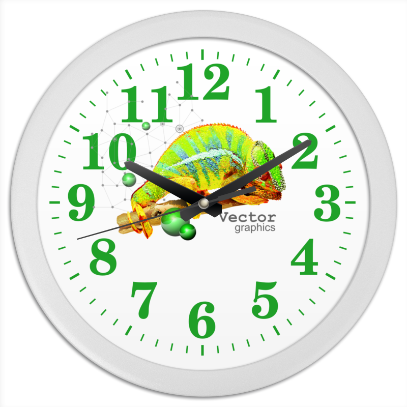Printio Часы круглые из пластика Хамелеон. векторная графика. printio часы круглые из дерева хамелеон векторная графика