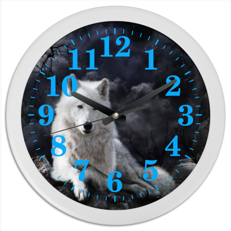 Printio Часы круглые из пластика Волки