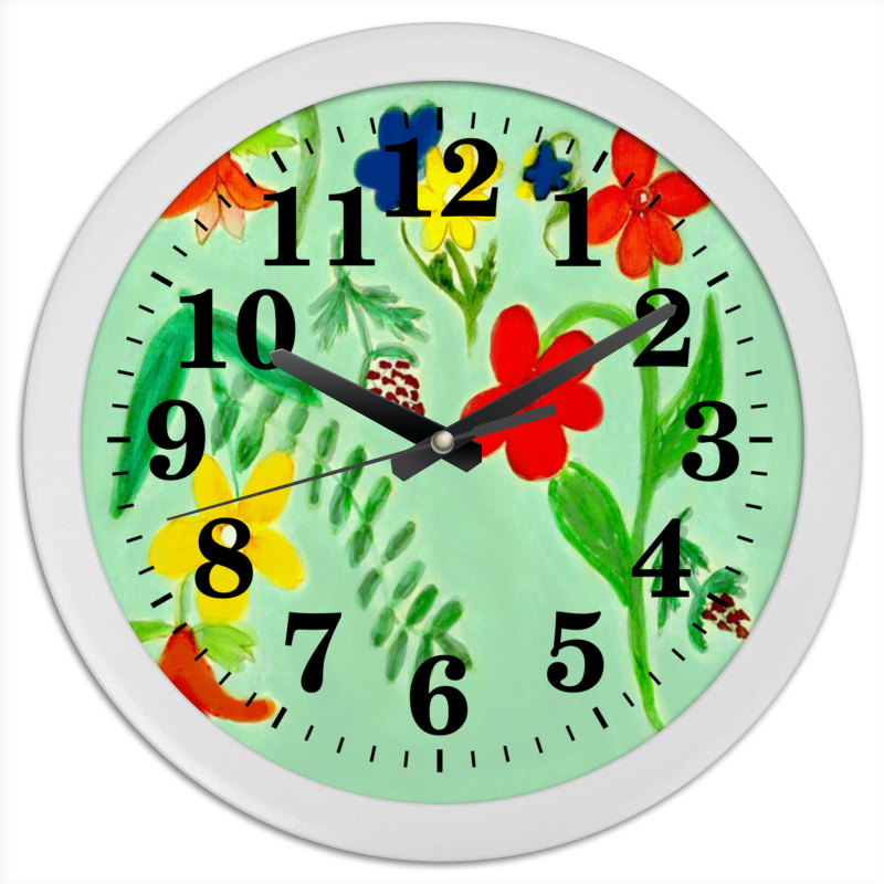 Printio Часы круглые из пластика Часы летние цветы