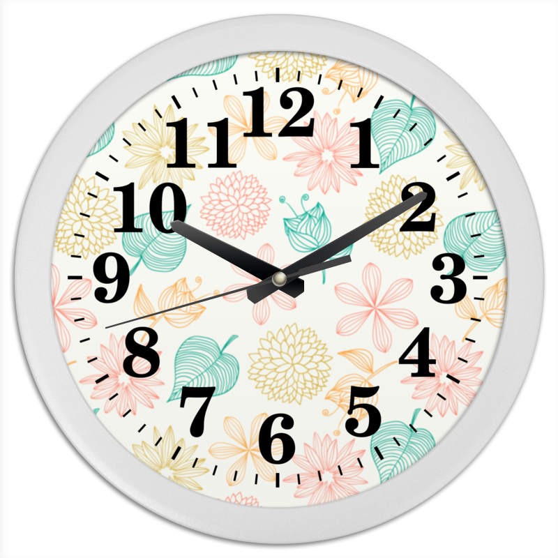 Printio Часы круглые из пластика Цветочные