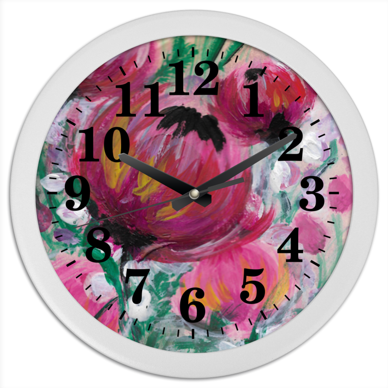 printio часы круглые из пластика часы красные цветы Printio Часы круглые из пластика Полевые цветы
