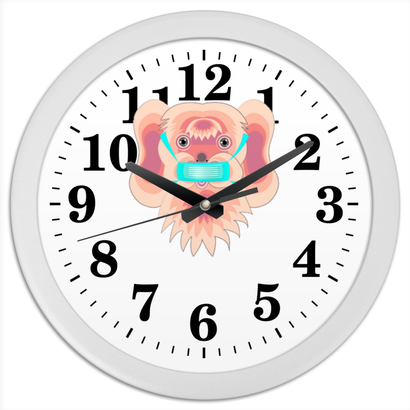 Printio Часы круглые из пластика Болонка в маске