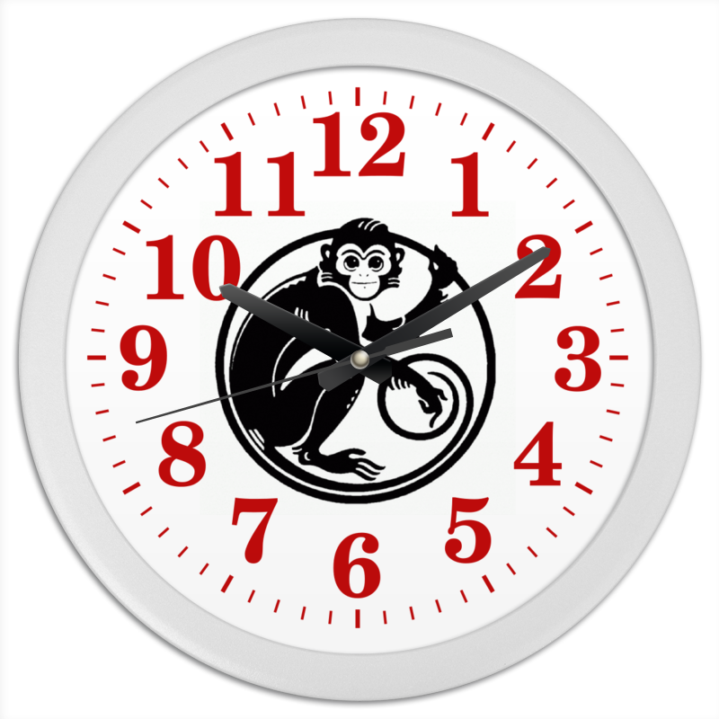 Printio Часы круглые из пластика 2016 год - год красной обезьяны printio часы круглые из пластика новый год
