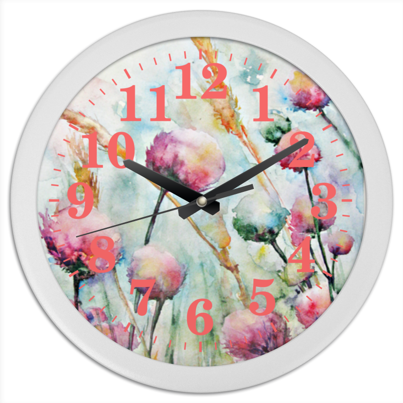 Printio Часы круглые из пластика Цветы. утро printio часы круглые из дерева доброе утро вьетнам
