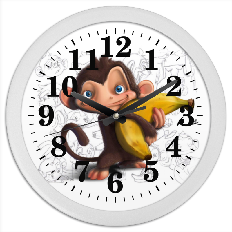 Printio Часы круглые из пластика Часы с веселой обезьянкой