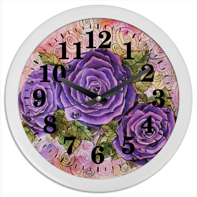 printio часы круглые из пластика розы розовые Printio Часы круглые из пластика Сиреневые розы